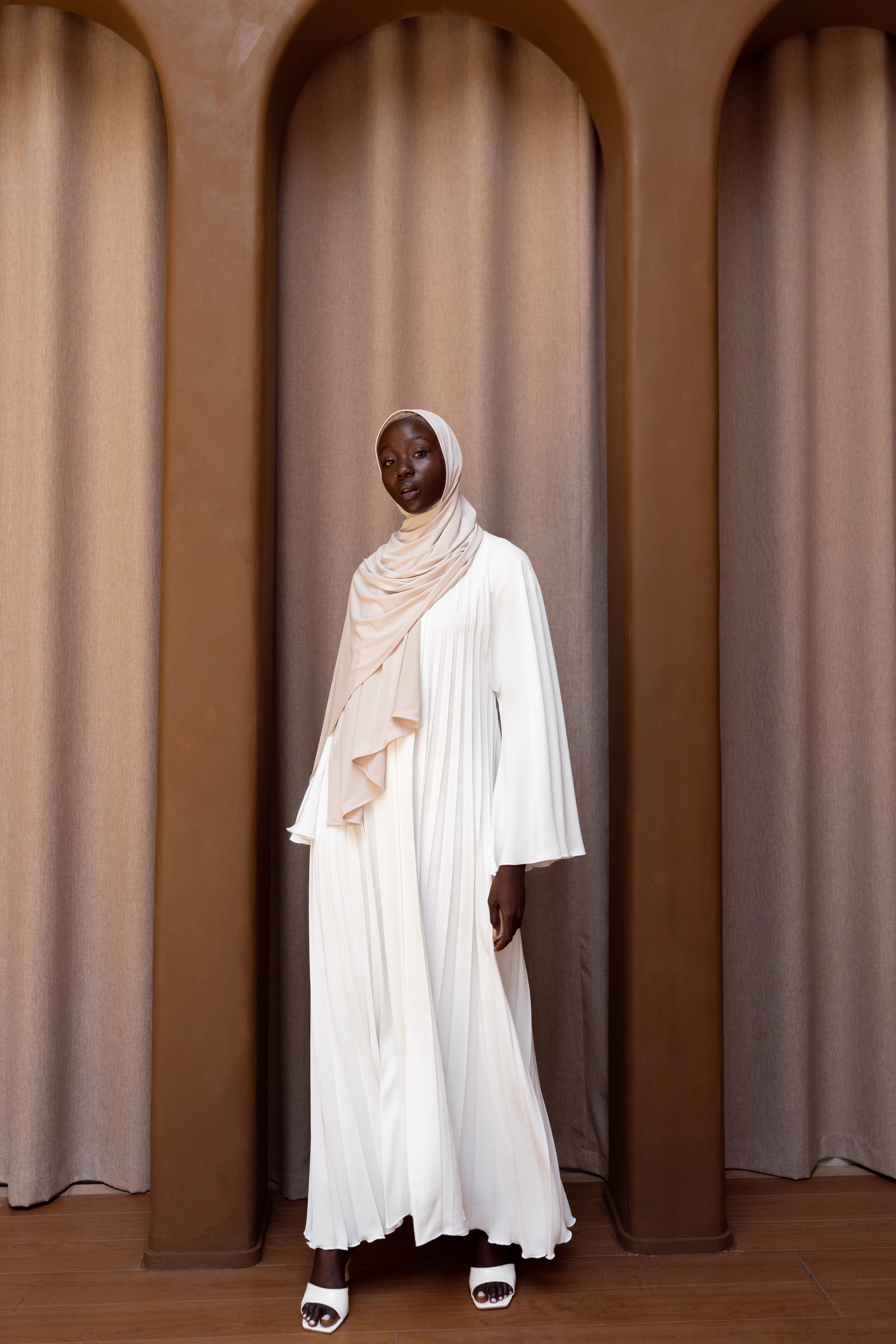 Cream Layered Abaya